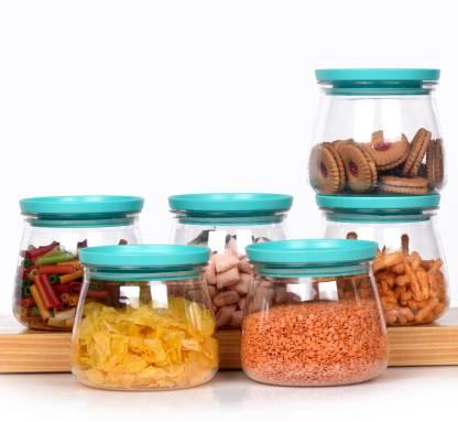 Containers-Plastic Handy & Mataka CONTAINER Storage Jar & Container 900ML Plastic Cereal Dispenser, Air Tight, Grocery Container, Fridge Container,Tea Coffee (Blue , Pack of 6)