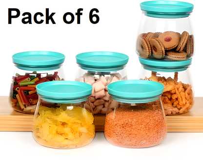 Containers-Plastic Handy & Mataka CONTAINER Storage Jar & Container 900ML Plastic Cereal Dispenser, Air Tight, Grocery Container, Fridge Container,Tea Coffee (Blue , Pack of 6)