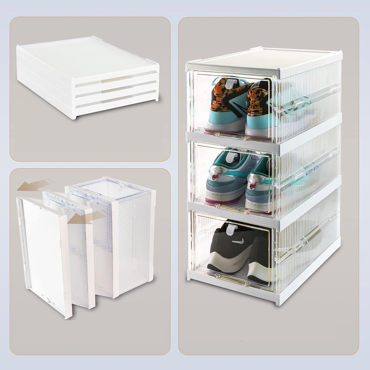 Stackable Multifunctional Foldable Storage Cart & Drawer Organizer – 3‑Layer Utility Shelf Basket for Kitchen, Closet, Pantry, Laundry & More