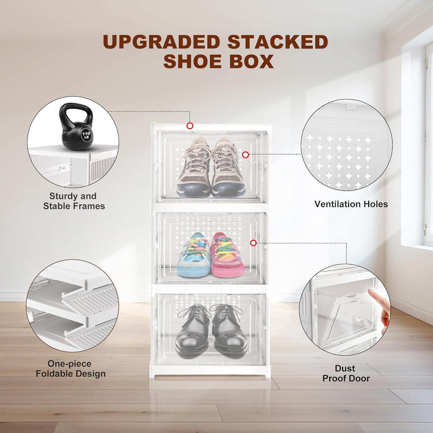 Stackable Multifunctional Foldable Storage Cart & Drawer Organizer – 3‑Layer Utility Shelf Basket for Kitchen, Closet, Pantry, Laundry & More