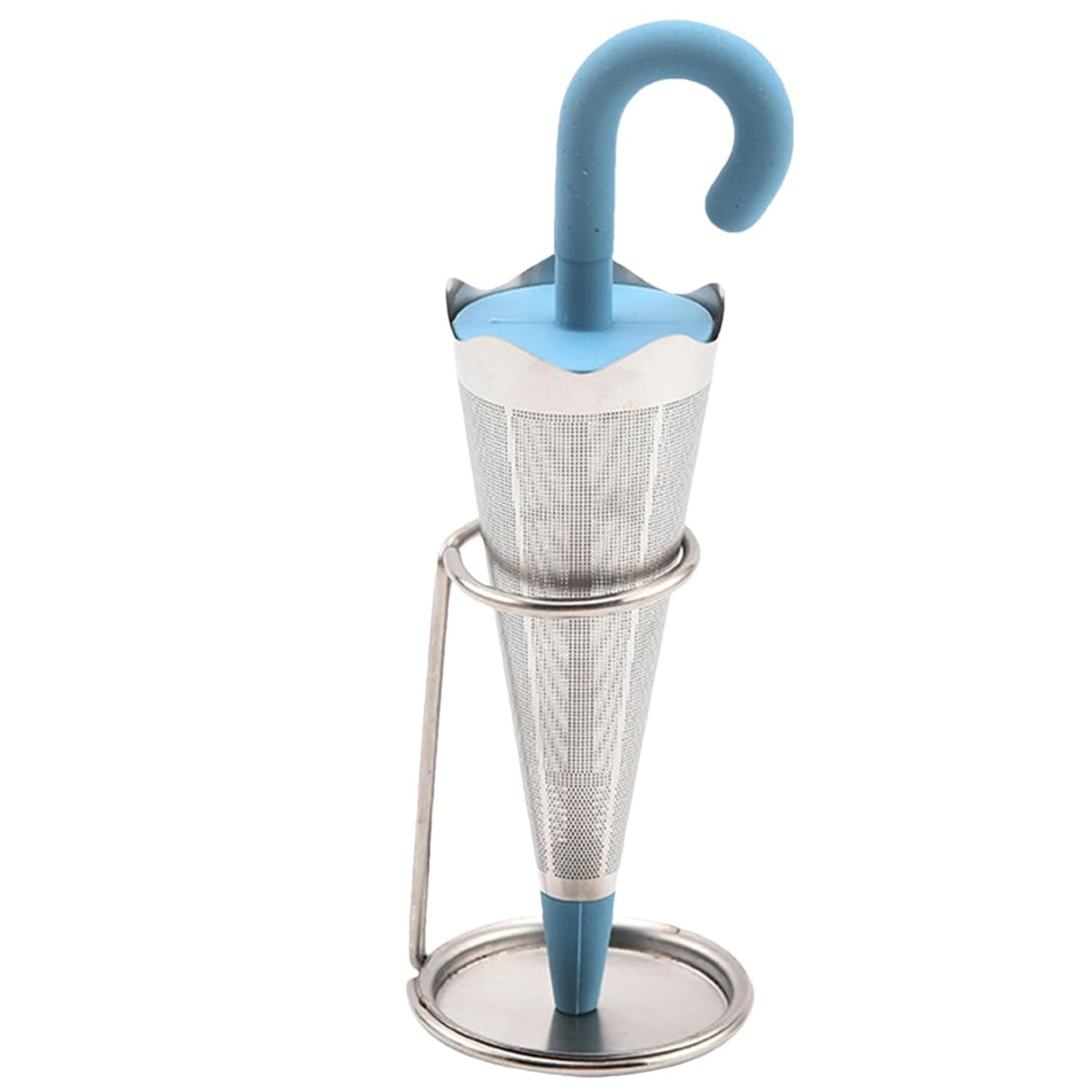 Reusable Umbrella Tea Strainer with Tray – Cute Silicone Loose Leaf Infuser with Drip Stand for Cups & Mugs (1 Pc, Mix Color)