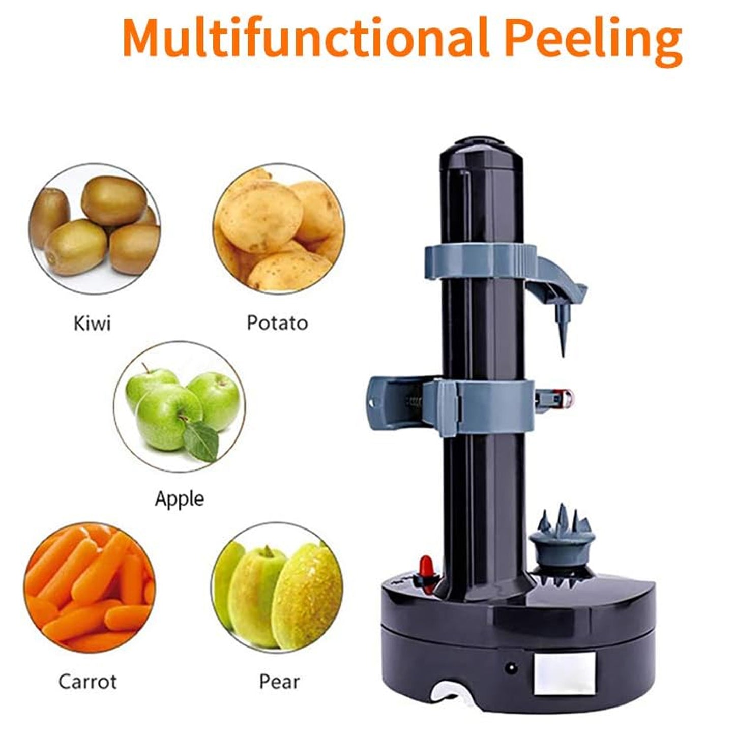 Multipurpose Automatic Electric Vegetable & Fruit Peeler – Stainless Steel Rotating Blade, Adjustable Needle, Hands‑Free Peels for Potato, Apple & More