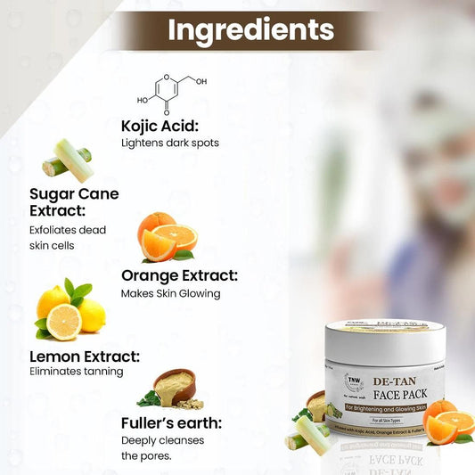 De-Tan Face Pack – Brightening & Glowing Skin Treatment for All Types (50gm)
