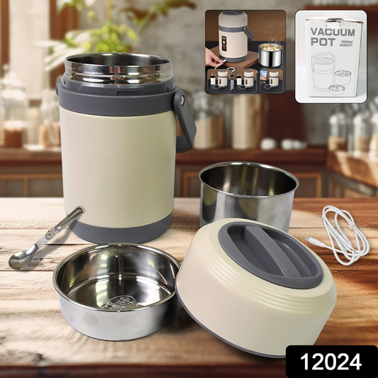 Stainless Steel USB Electric Heated Lunch Box – 2 Litre Leak-Proof Food Warmer for Office, Travel & School