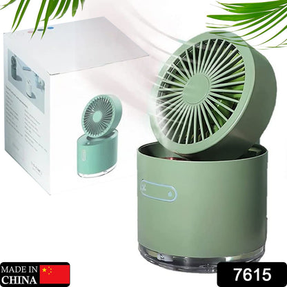 Mini Desktop Cooling Fan with Humidifier & Rotating Spray – USB Air Cooler with Water Tank & Auto Oscillation