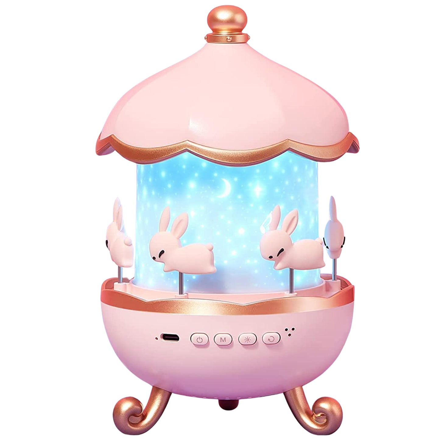 Bunnys Carousel Rotating Led Night Light for kids