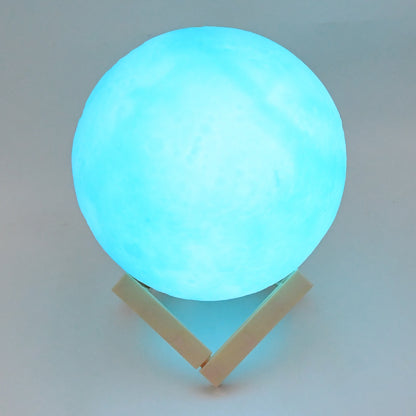 Blue Moon Night Lamp – 3D Printed LED Light with Plastic Stand for Bedroom & Home Decor (15 x 12 cm, 1 Pc)