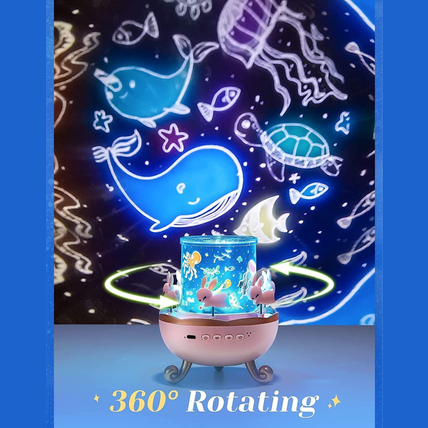Bunnys Carousel Rotating Led Night Light for kids