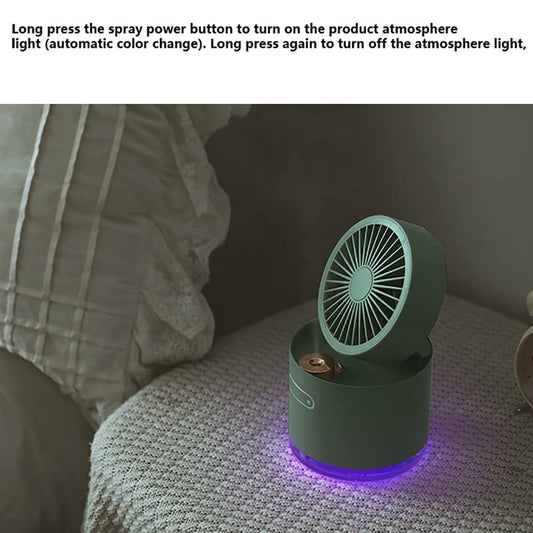 Mini Desktop Cooling Fan with Humidifier & Rotating Spray – USB Air Cooler with Water Tank & Auto Oscillation