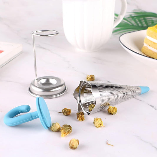 Reusable Umbrella Tea Strainer with Tray – Cute Silicone Loose Leaf Infuser with Drip Stand for Cups & Mugs (1 Pc, Mix Color)
