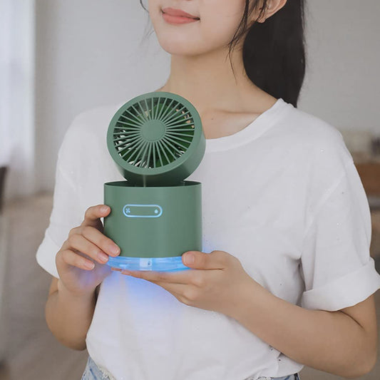 Mini Desktop Cooling Fan with Humidifier & Rotating Spray – USB Air Cooler with Water Tank & Auto Oscillation